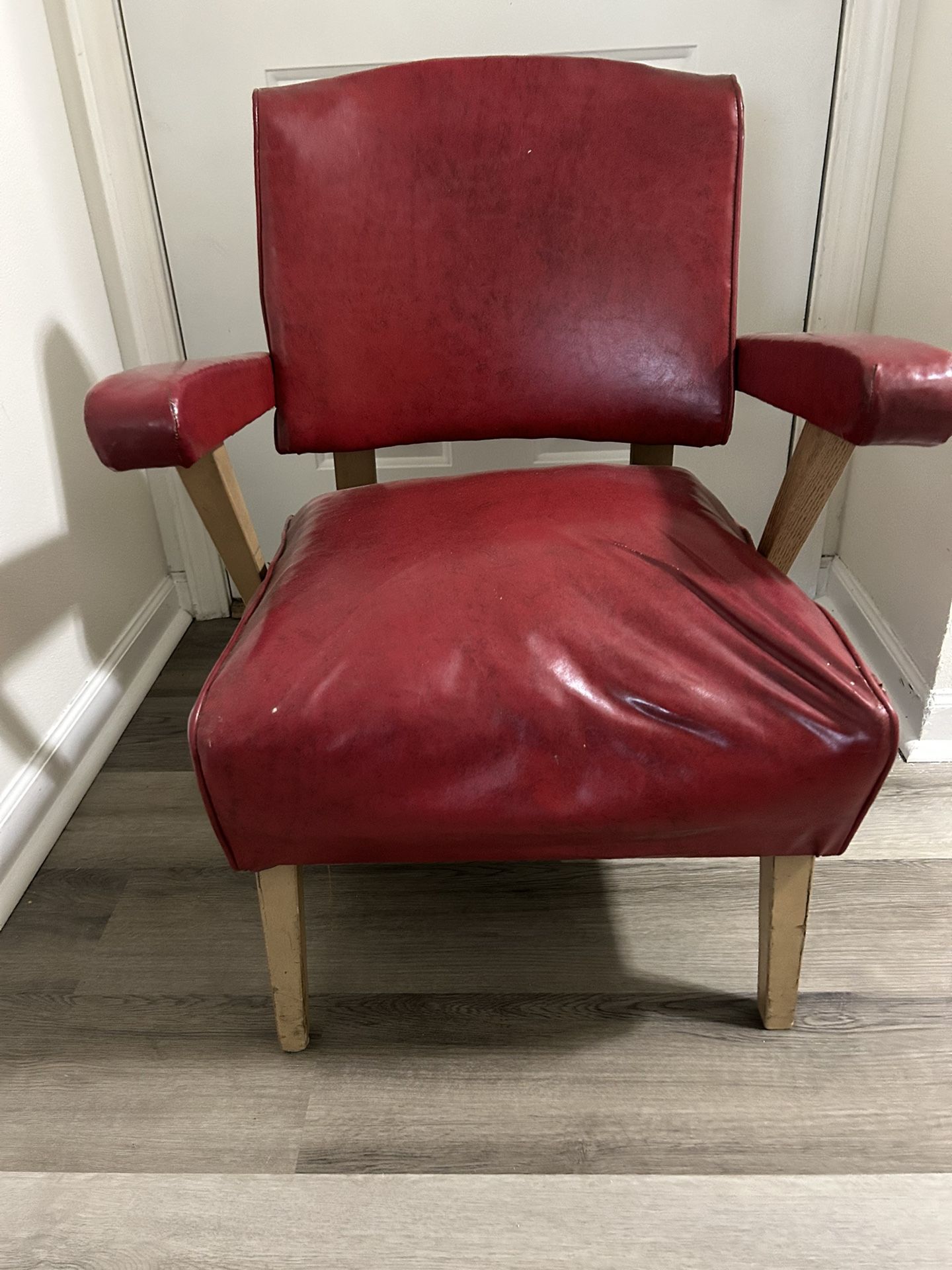 MCM ..two Red Vinyl Chairs From 1950’s