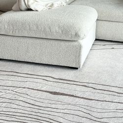 Nina Takesh “Seine” 10x14 Designer Rug, Camel & Ivory, Needs Cleaning