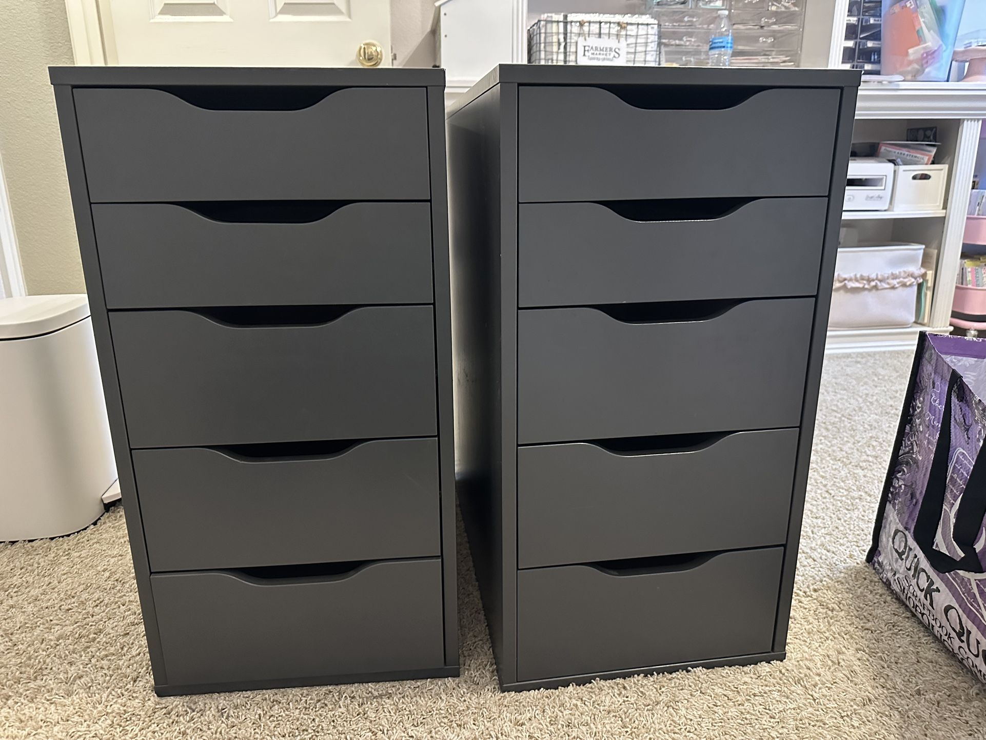 Set Of 2 IKEA Alex Drawer Units Gray