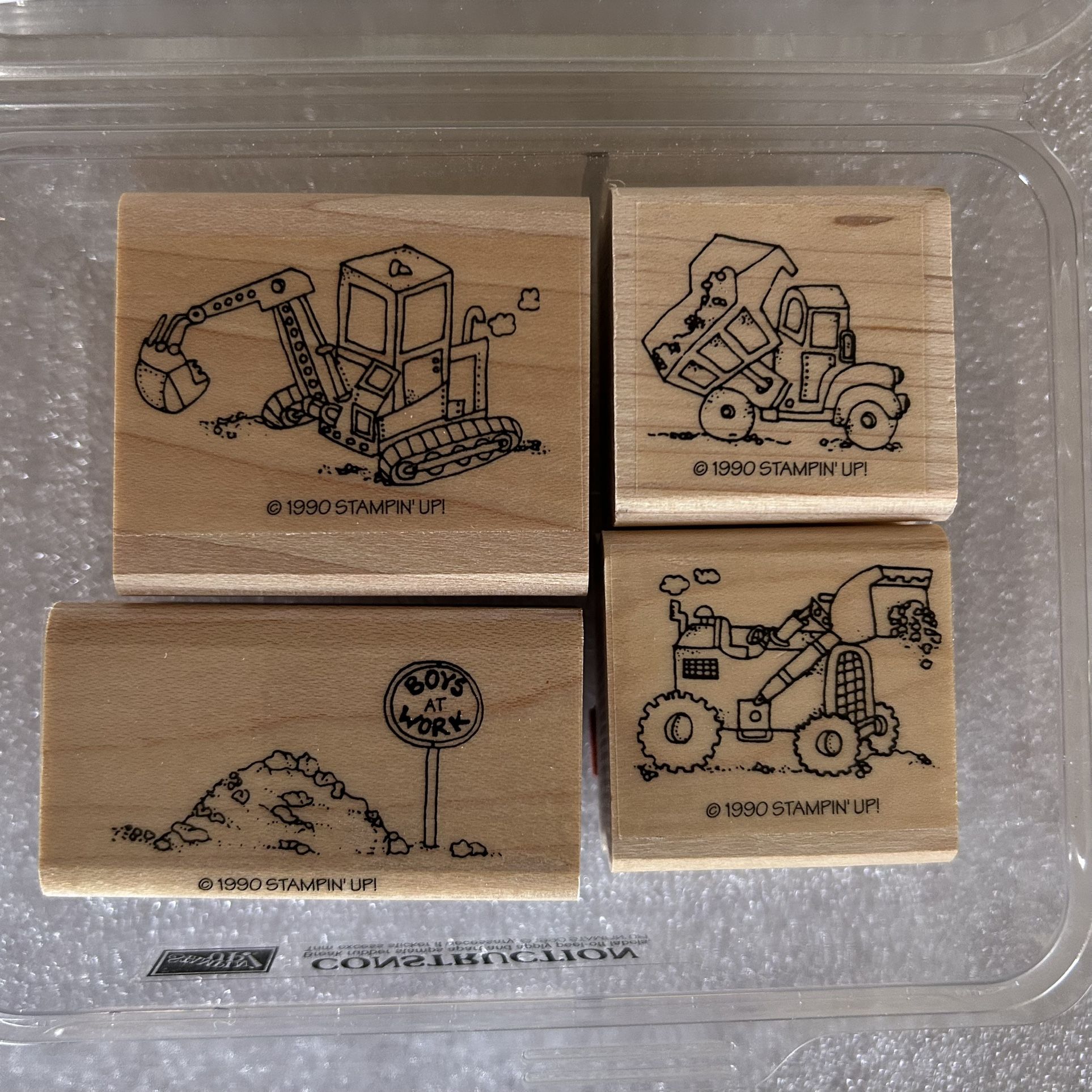 🚧 Stampin’Up! • “Construction” (4) Wood Mounted Rubber Stamp Set
