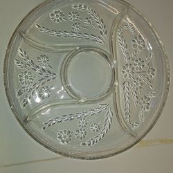 Heavy Crystal Sectioned Vegtable/ Chip And Dip Platter A64V790