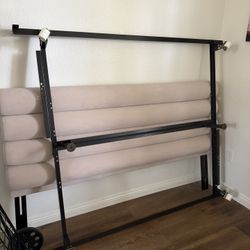 Black Metal Queen Bed Frame W/ Wheels 