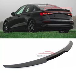 For 22-24 Audi A3 S3 RS3 8Y Sedan Glossy Black M4 V Style Trunk Spoiler Wing