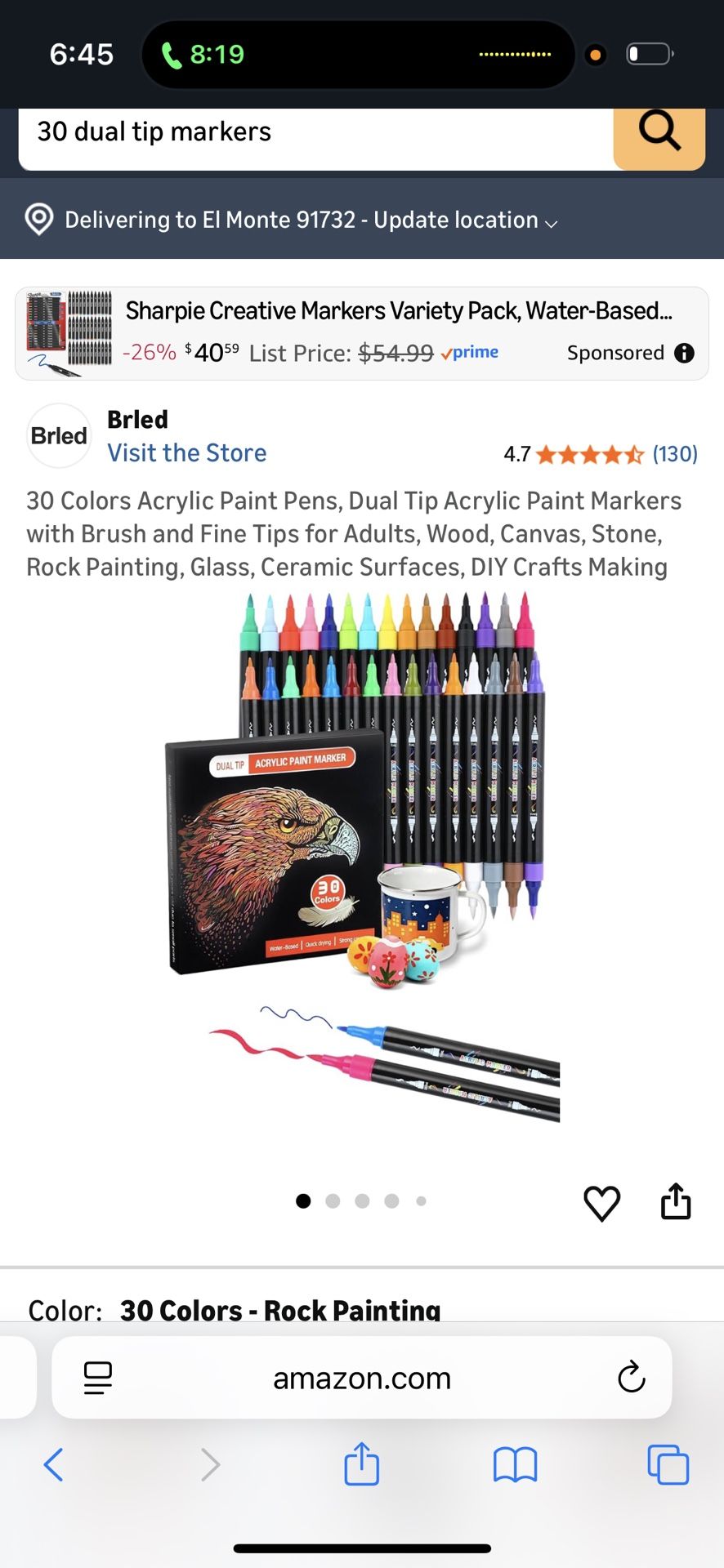 30 Colors Acrylic Paint Pens, Dual Tip Acrylic Paint Markers with Brush and Fine Tips for Adults, Wood, Canvas, Stone, Rock Painting, Glass, Ceramic S