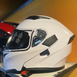 New White Dot Motorcycle Helmet $150