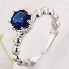 925 Sterling Silver Blue Sapphire Diamond Ring 💍