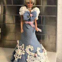 12 inch Barbie with beautifully knitted dress