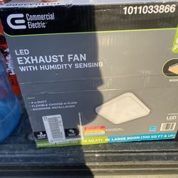 NEW LED Bathroom Exhaust Fan w/ Humidity Sensor – 4” Duct – Choose-A-Flow – Warm White – Roomside Install