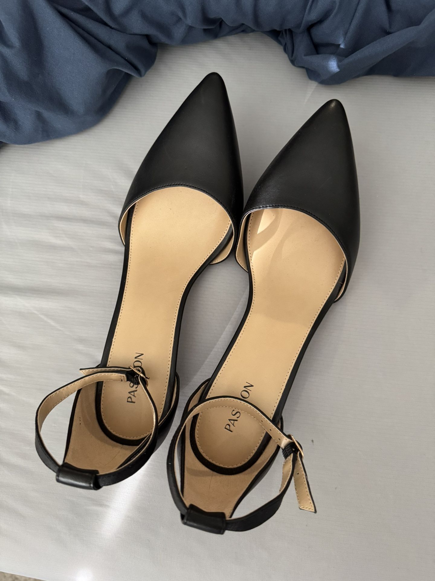 Pashion Footwear Black Leather D’Orsay Flats size 10