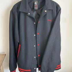 Disney X Forever 21 Mickey Mouse Button Up Black Red Varsity Jacket