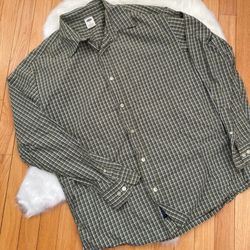Old Navy Men's Medium Green Plaid Button-Up Shirt
