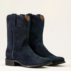 Mens Ariat Western Boots Yellowstone Midnight Rancher Oiled Navy Roughout 12 NIB