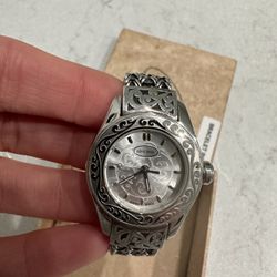 LOIS HILL Sterling Silver Engraved Woven Watch Bracelet Swiss Movement Watch - Limited Ed