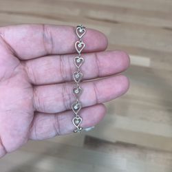 Diamond Heart 14k White Gold Bracelet 
