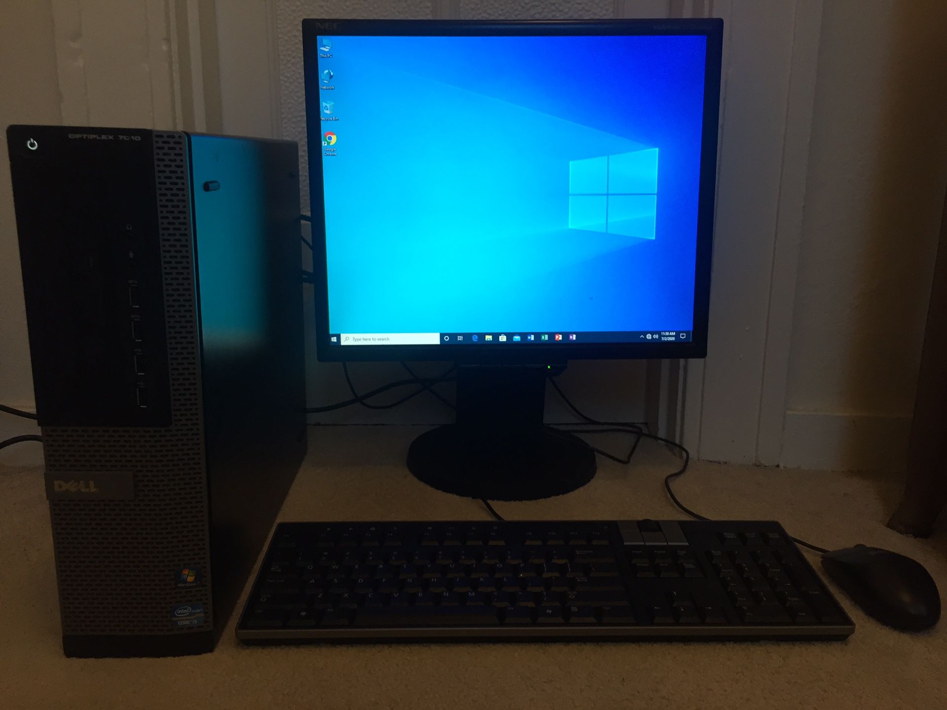 Dell Optiplex 7010 Desktop w/ 20” Monitor, Mouse, and Keyboard