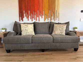 Gray Modular Sectional Sofa + Ottoman + 10 Pillows
