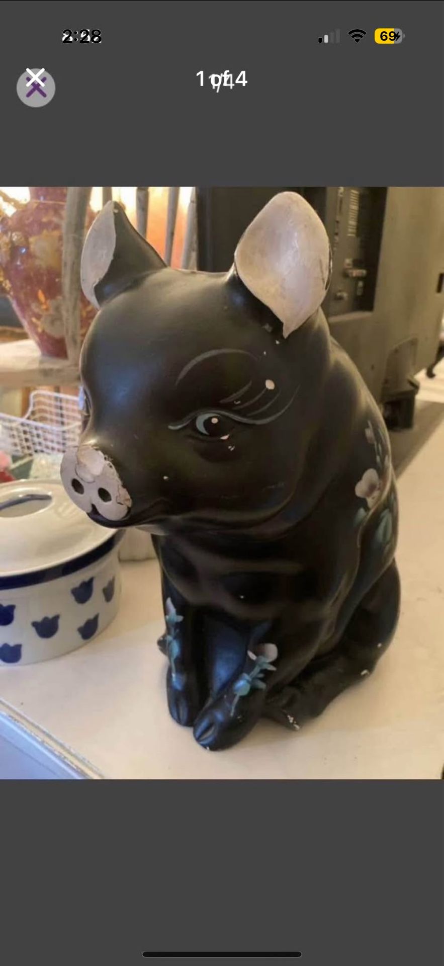 Vintage Chalkware Piggy Bank