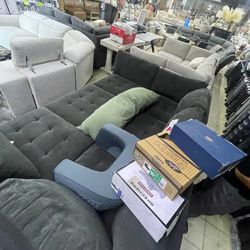 Dark fabric sectional sofa 6-piece