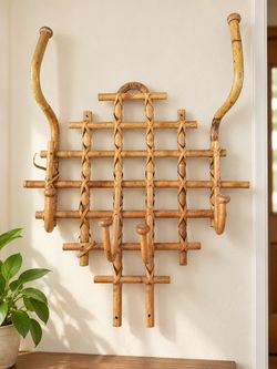 Vintage Bamboo Rattan Wall Coat Rack