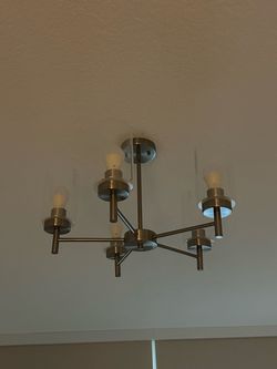 Modern 6-Light Chandelier – Brushed Brass