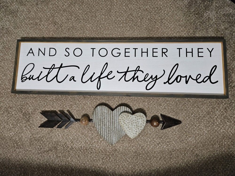 Large Wood & Metal Hearts Wall Decor 