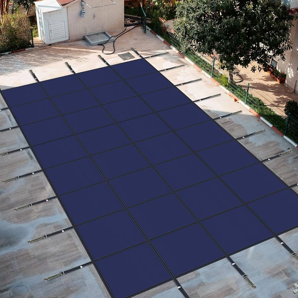 Rectangle Inground Pool Safety Cover – Durable, Reliable Protection with Easy Installation (Blue, 20'x40' Pool Size (No Step))