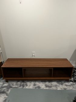 TV stand 58" Mid Century Modern Entertainment Center with Storage, Brown Walnut TV