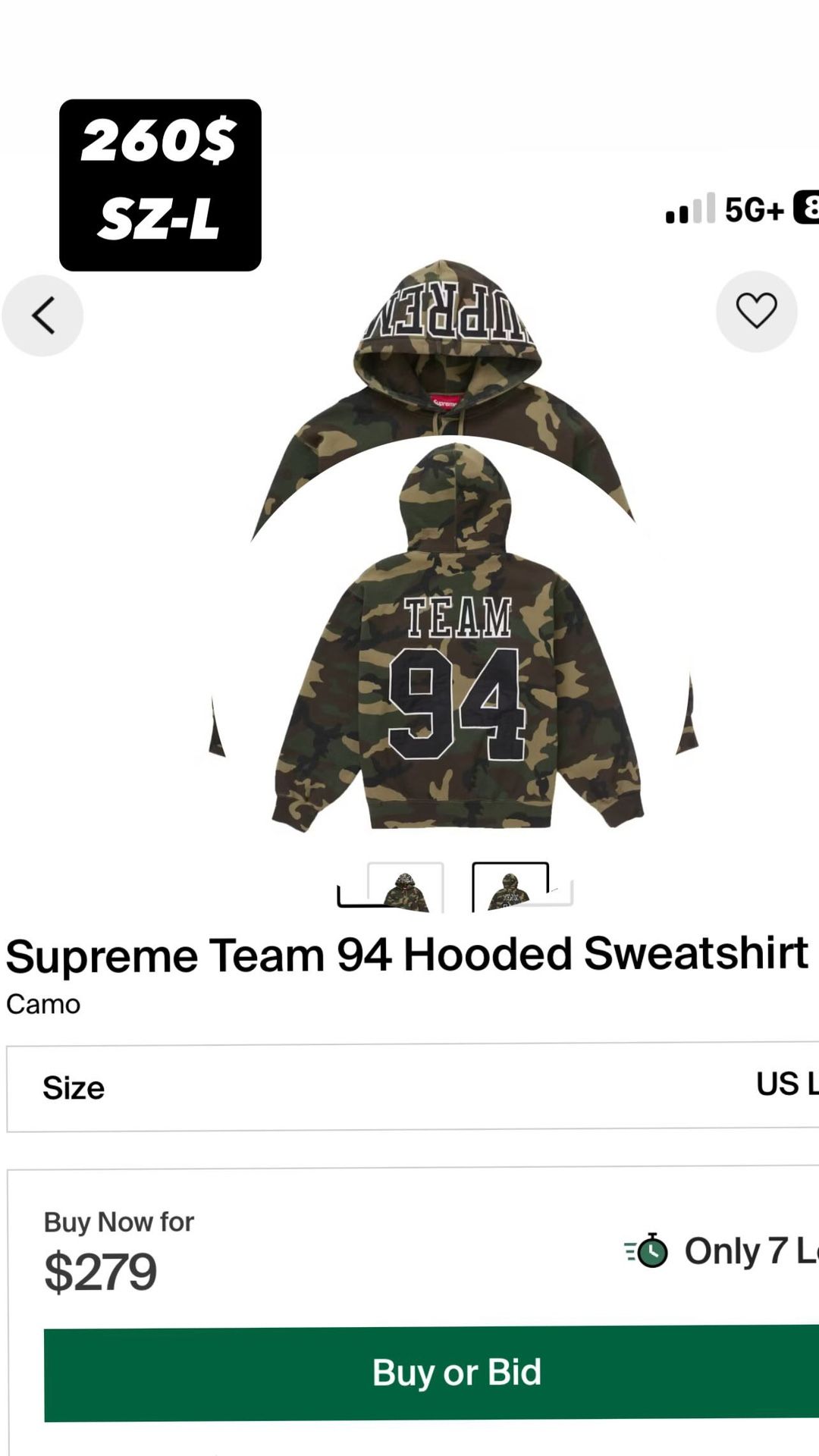 Supreme Camo 94 Team Hoodie