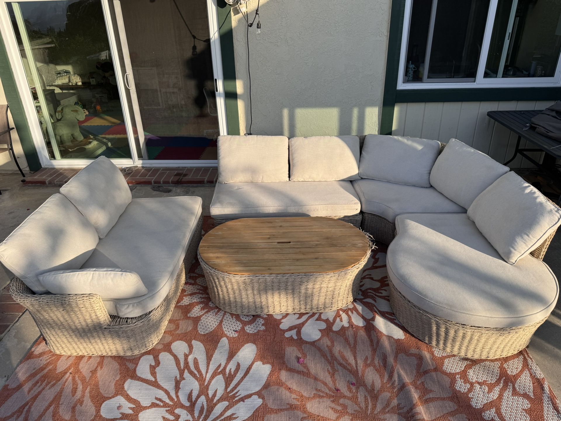 Outdoor Faux Rattan Sectional Corner Furniture with Storage Table