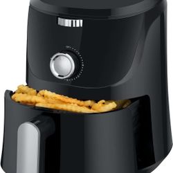 LATURE 3.8 QT Air Fryer Oven Cooker with Temperature and Time Control Dishwasher Non-stick Basket 6 Cook Presets CE Certified Black (Black-Knob)