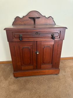 Antique Victorian Walnut Washstand Cabinet