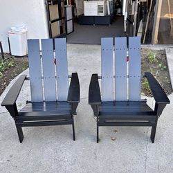 Brand New Set of 2 Black Acacia Wood Adirondack Chairs