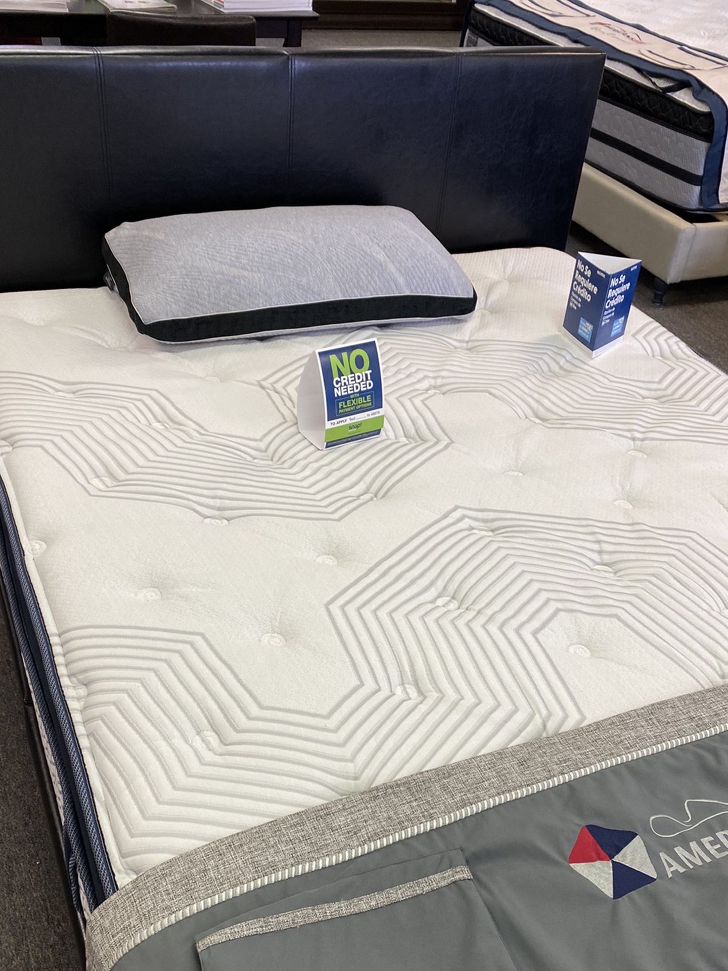 Queen size black platform bed with Promotional and Mattress and free delivery