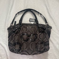 Vintage Coach black and grey sequin purse
