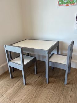 Kids gray table with two chairs