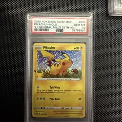 2020 Pokemon SWSH BSP Pikachu Holo ‘21 General Mills 25th #039 Psa 10
