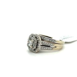 14kt White Gold Wedding Set With Princess Cut & Bagguette Diamonds Ring  6.20grams Size 4 1/2 161662 1