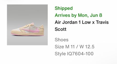 Jordan 1 Travis Scott Shy Pink