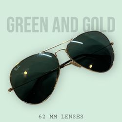 Ray Ban Gold Green Aviators Large Sunglasses Men’s Women’s 