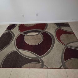 Modern Abstract Area Rug - Red Brown Grey