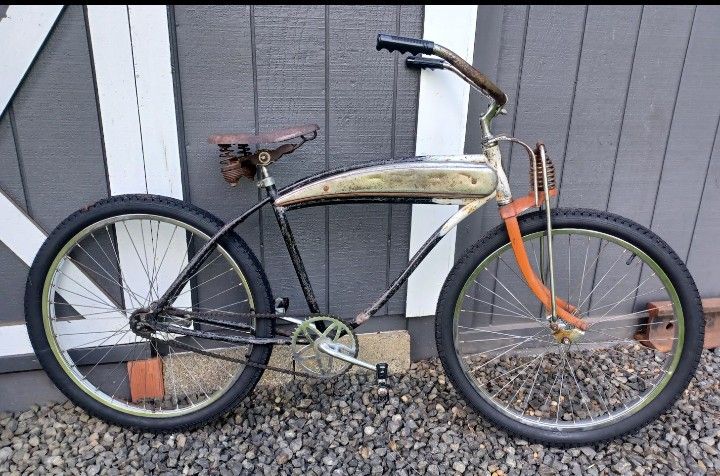 Vintage WESTERN flyer Ratrod Bicycle TANK/SPRINGER