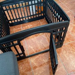 4-Panel Dog Playpen with Door For Small Dogs  Pet Fence Brown