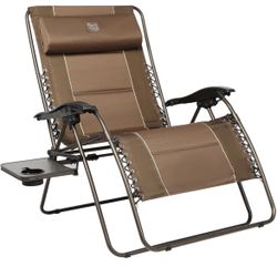 TIMBER RIDGE Oversized Zero Gravity Chair, 33In Wide XXL Zero Gravity Reclining Chair with Side Table, Full Padded Lounge Chair for Outdoor Camping Pa