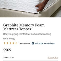 Saatva Graphite Memory Foam Mattress Topper