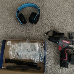 55 Inch Tv Wall Mount, Cordless Drill (mint Condition), And Bluetooth Headphones 