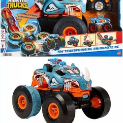 Hot Wheels Monster Trucks HPK27 HW Transforming Rhinomite RC Toy Mattel Blue 