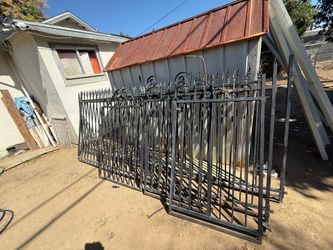 Wrought Iron Fence Panels + Vinyl Support Beams