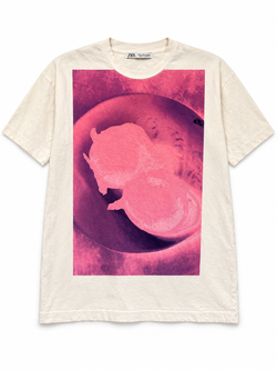 Zara Men’s Cream Graphic T-Shirt Size S