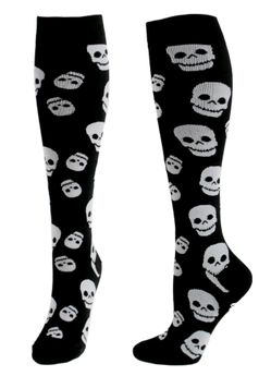 Knee high Compression Socks for Women Knee High Halloween Skull Pattern Printed Breathable Cushioned Sole Socks L/XL