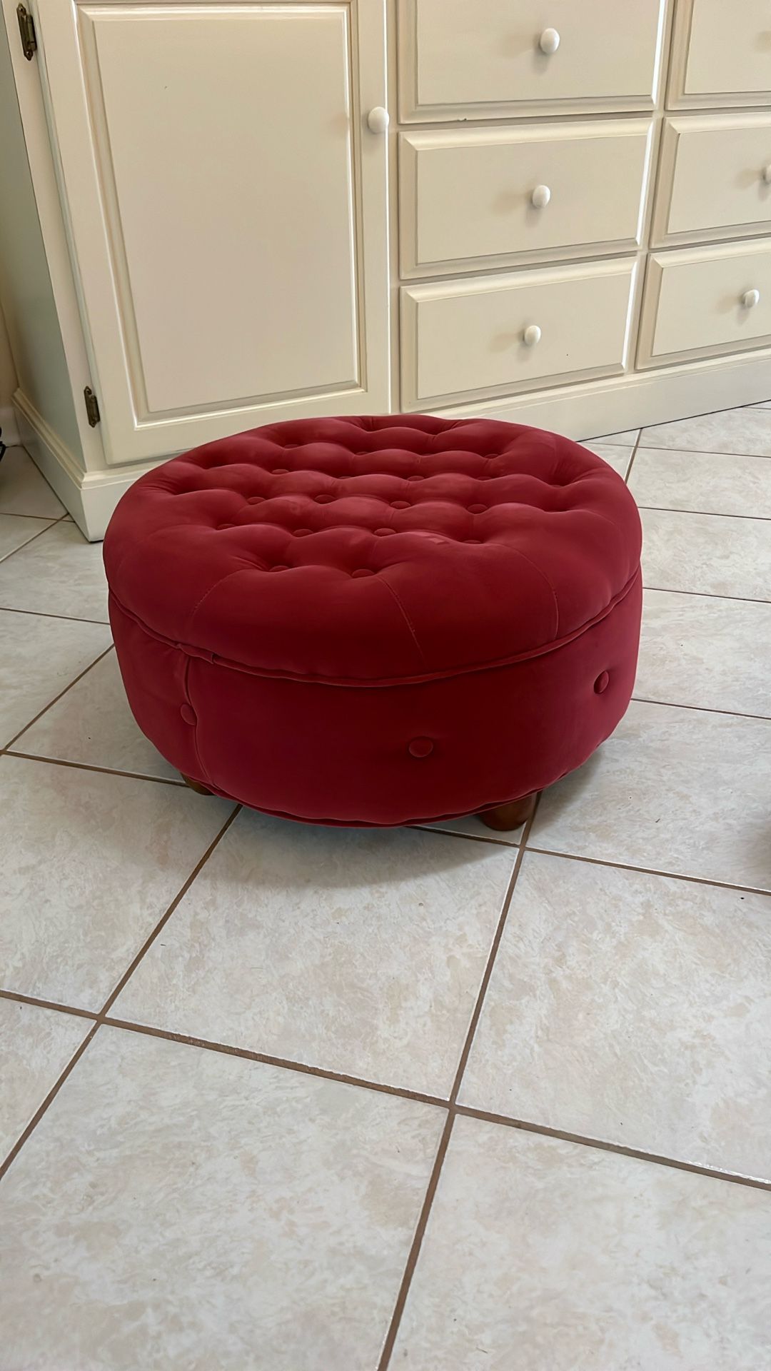 Red Tufted Ottoman